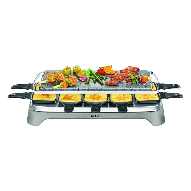 Tefal PR457B Pierrade Raclette 1350W - Placa de Parrilla de Piedra - 10 Sartenes Antiadherentes