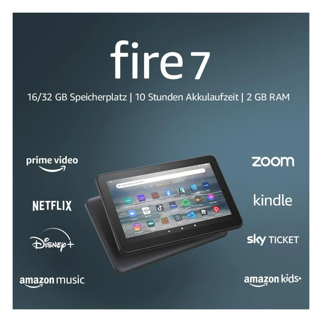 Fire 7 Tablet 7-Zoll Display 32 GB Neuestes Modell 2022 Schwarz