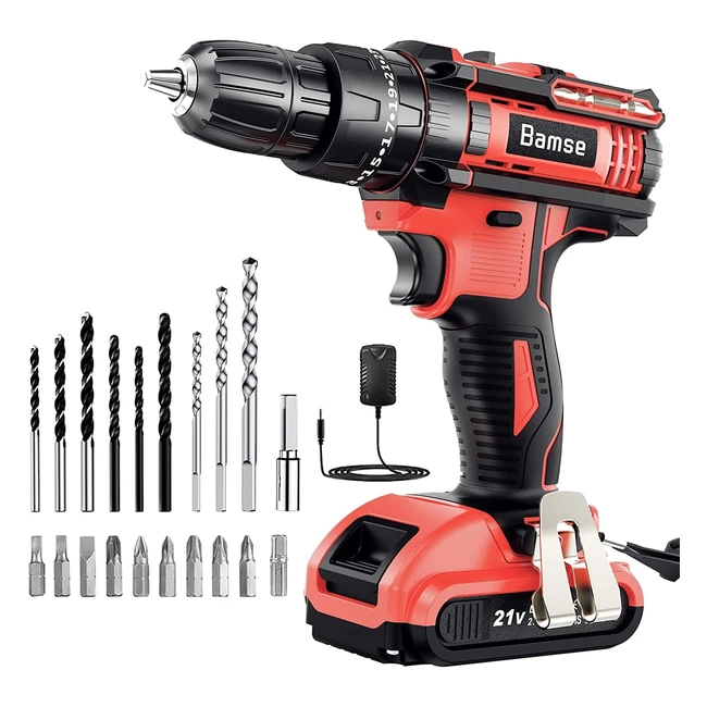 Bamse Cordless Drill Driver 21V - 253 Torque, 2-Speed, LED Light