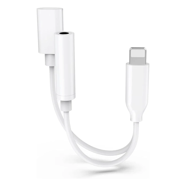 Adaptateur iPhone Jack et Chargeur 2 en 1 - Certifié Apple MFi - Lightning vers Audio AUX 3.5mm - Compatible avec iPhone 13/12/11/XS/XR/8/iPad