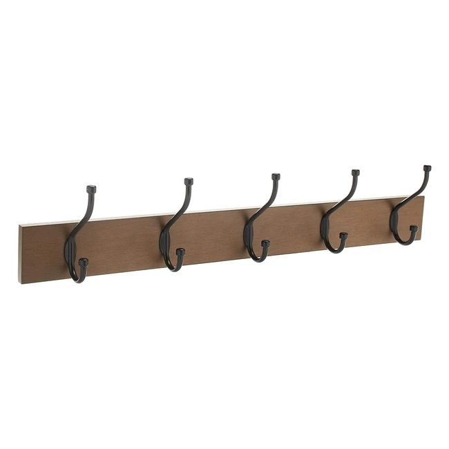 Amazon Basics Wall Mounted Coat Rack - 5 Hook Standard Barnwood - Lot of 1 - Space-Saving Design