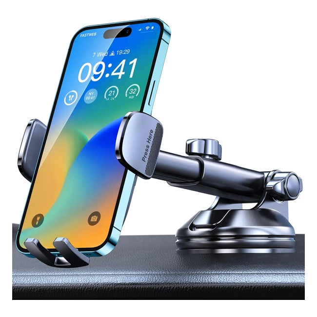 Soporte Móvil Coche 360 Giratorio - Sujeta Móvil Coche con Ventosa Fuerte - Extensible para Teléfonos 47