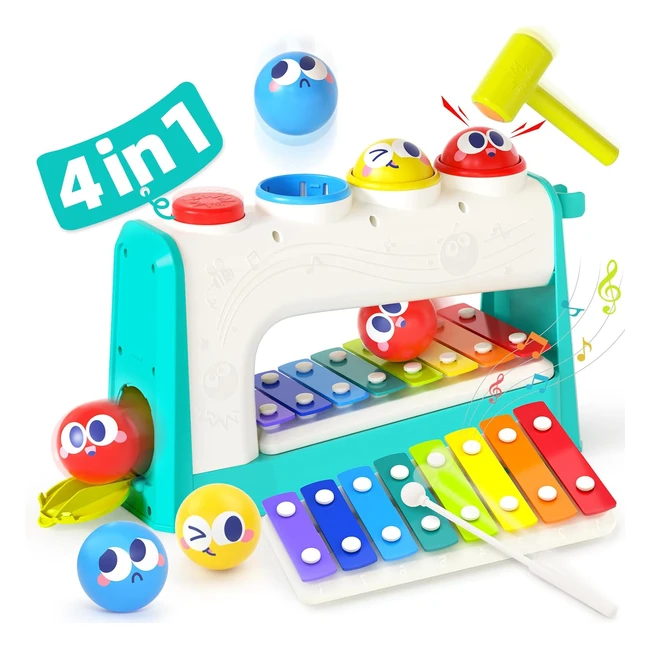 Toys for 1 Year Old Boys - Xylophone with 3 Balls  Hammer