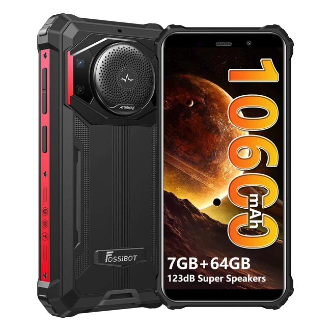 Fossibot Rugged Smartphone F101 - 10600mAh Battery - Loudest Speaker - Unlocked Phone - 64GB - 5.45
