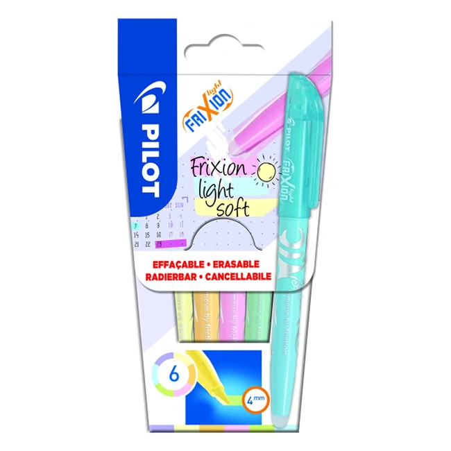 Pilot Frixion Light Evidenziatori 6 Pezzi Singolo Rosa Pastello Giallo Viola Blu Arancione Verde