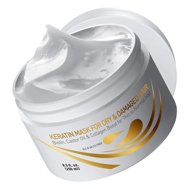 Luxury Salon Hair Mask Conditioner - Keratin Treatment, Biotin, Castor & Coconut Oil
