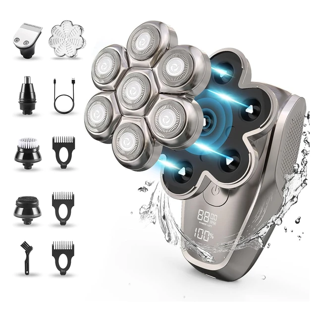 Maquina de Afeitar Hombre Calvo | Afeitadora Electrica Cabeza Profesional | Cabezal Magnético 7D | 2 Velocidades | Maquinilla de Cortar Pelo Recortadora | Barba Corporal Nariz Orejas Cara