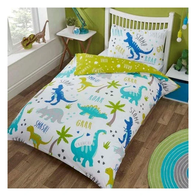 Set Copripiumino Dinosauri Reversibile Singolo - Rapport Roarsome - Ref. 1234 - Design Preistorico