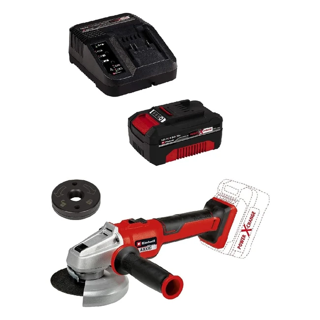 Einhell Akkuwinkelschleifer Axxio 18125 Q Power XChange 18V Li-Ion 125mm - Bürstenloser Motor, inkl. 4.0 Ah Akku und Ladegerät
