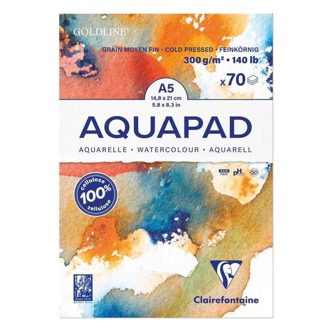 Blocco Collato Clairefontaine Goldline Aquapad A5 300g