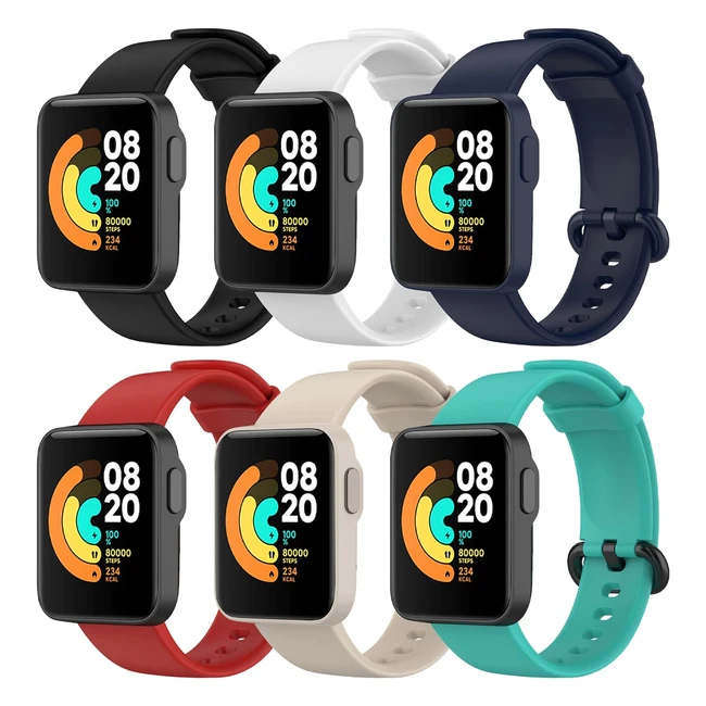 Cinturini Braccialetto in Silicone per Redmi Watch e Xiaomi Mi Watch Lite - 6 Pezzi