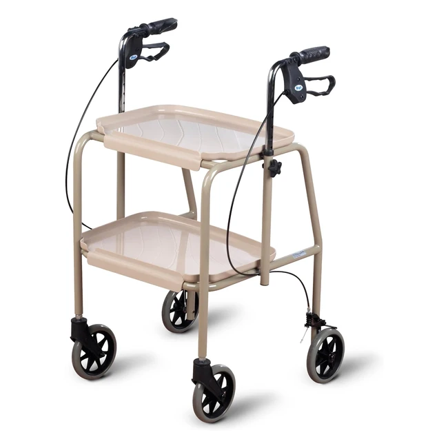 Homecraft Walker Trolley - Mobility Aid with Built-in Trays & Hand Brakes - Sturdy Walking Device