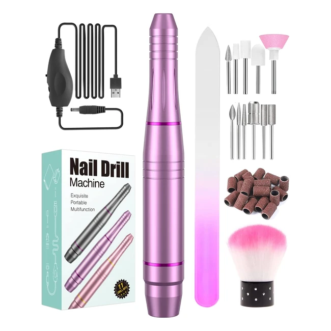 Electric Nail Files - Nanssigy Nail Drill for Acrylic Nails - Professional 20000 RPM - 11 Drill Bits - Adjustable Speed - Nail Manicure Pedicure Set