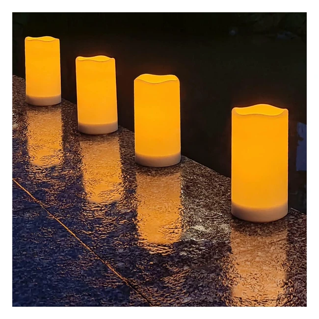 Bougies Solaires Rechargeables Scintillantes - Étanches - Décoration Extérieure pour Patio, Jardin, Mariage - Blanc Chaud - Pack de 3