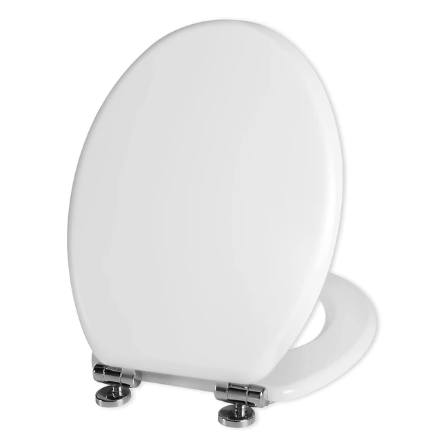 White Durable Soft Close Toilet Seat - Antibacterial, Adjustable Hinges - Quick Release, Easy Clean - Angel Shield