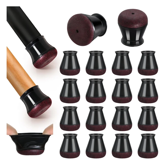 16 Pcs Chair Leg Floor Protectors - Extra Small Black Silicone Caps for Hardwood