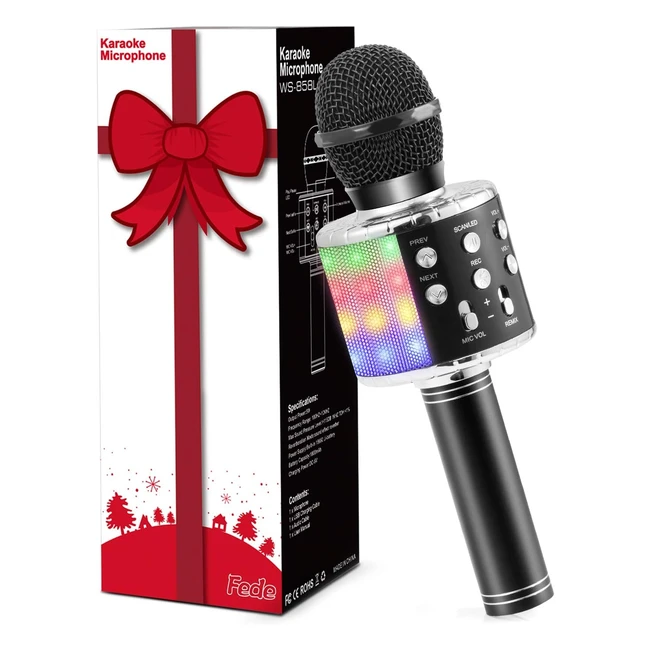 Fede Wireless Bluetooth Microphone - Portable Speaker Karaoke Machine - Android iOS Compatible - Party Singing