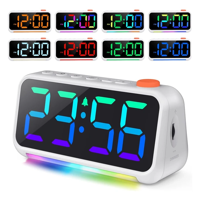 Reloj Despertador Digital LED RGB Luz Nocturna 7 Colores Brillo 0100 3 Modos Ala