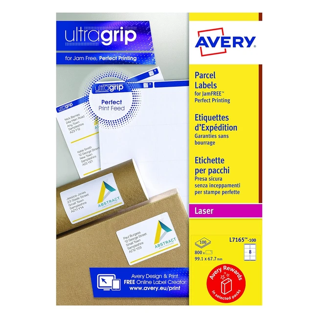 Boite de 800 étiquettes d'expédition autocollantes personnalisables Avery L7165100