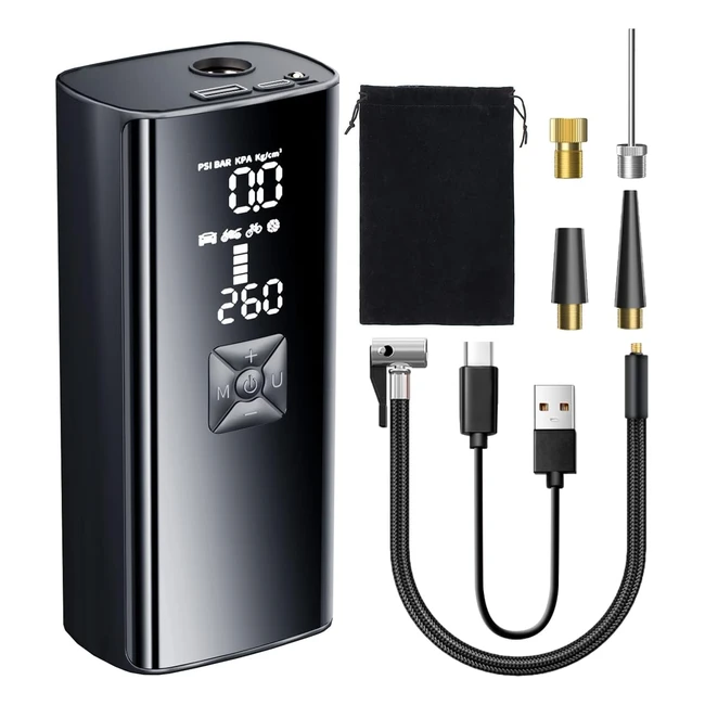 Adicop Mini Compresseur Air Portatif 9900mAh Gonfleur Pneus Voiture Sans Fil Batterie Externe