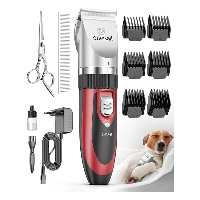 Tondeuse Chien Professionnelle Oneisall - Poils Longs et Epais - Silencieuse pour Petits et Grands Chiens - Doré Rouge