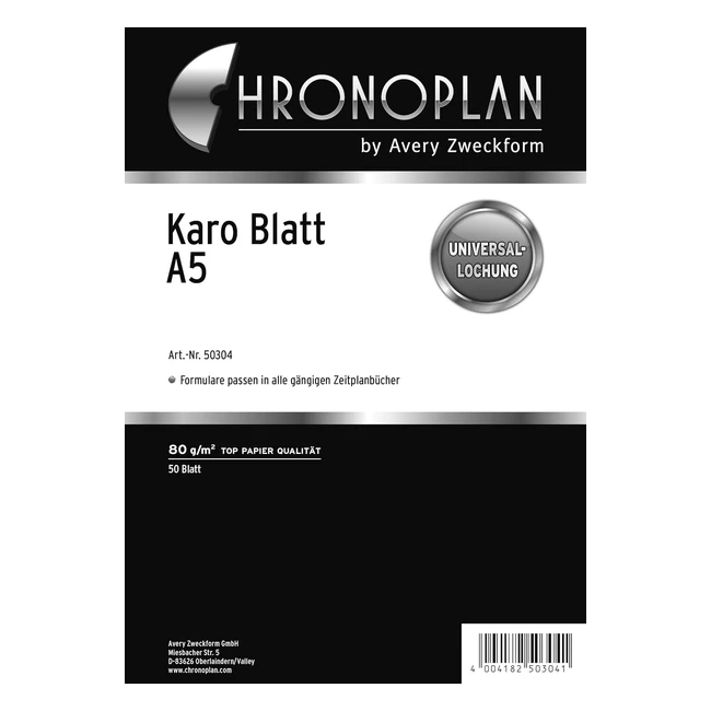 Recambio Cuaderno Anillas A5 Cuadriculado Avery - Ref 12345 - 80gsm