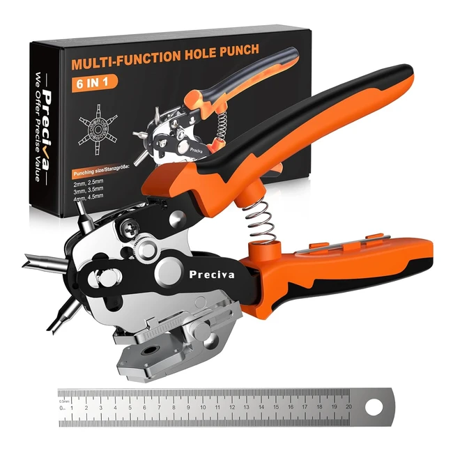 Pince perforatrice rotatif pour cuir Preciva - Outil de perforation avec rgle 