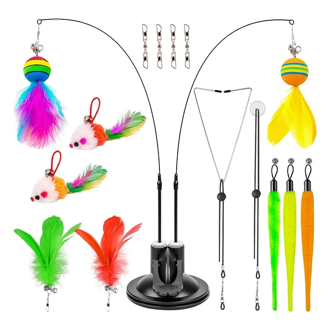 Juguetes para gatos interactivos Hongddy - 17pcs, plumas, inteligencia - Accesorios para gatos