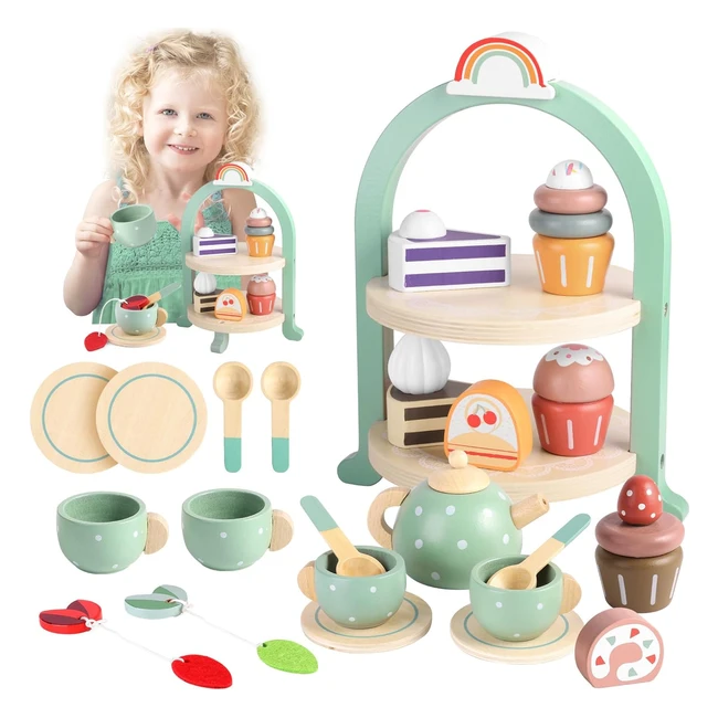 Gagaku Wooden Tea Set for Toddlers - High Quality, Safe Materials - Perfect Pretend Play Toy