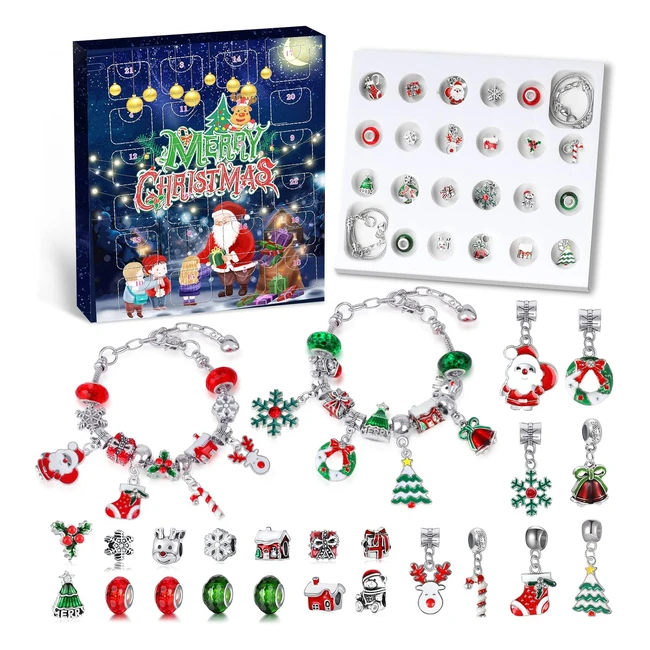 Calendrier de l'Avent 2023 Enfant Fille - Bracelet Bijoux - Cadeau de Noël - 5-12 ans
