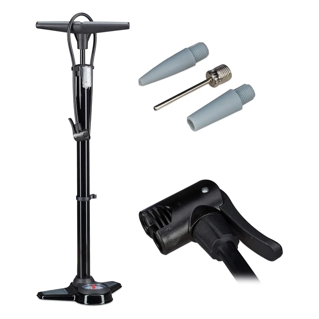 Pompe  pied Pro Relaxdays avec manomtre double tte - Gonfleur universel to