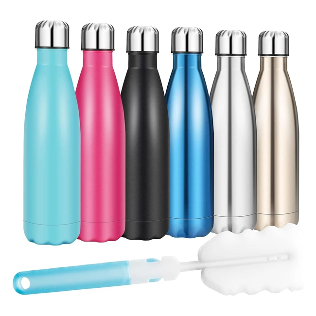 Insulated Water Bottle Vacuum Stainless Steel - 500ml - Double Wall Design - Outdoor Sports - Turquoise Blue