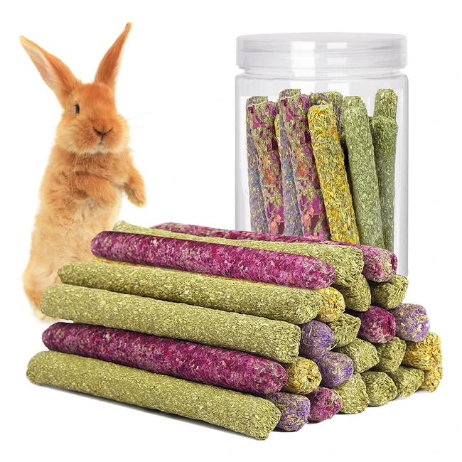 Superfa 40 Pcs Timothy Hay Sticks Rabbit Treats Mix Flavors | Small Animals Chew Toy