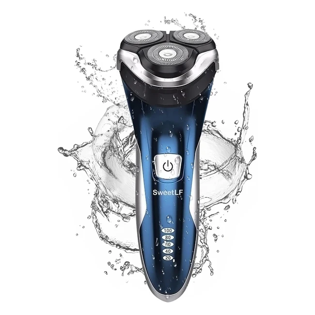 Rasoir Électrique Homme SweetLF Rechargeable Wet Dry - Précision de Rasage - 3D Têtes Rotatives - 100% Étanche - 120 min d'Autonomie - Bleu SWS7105