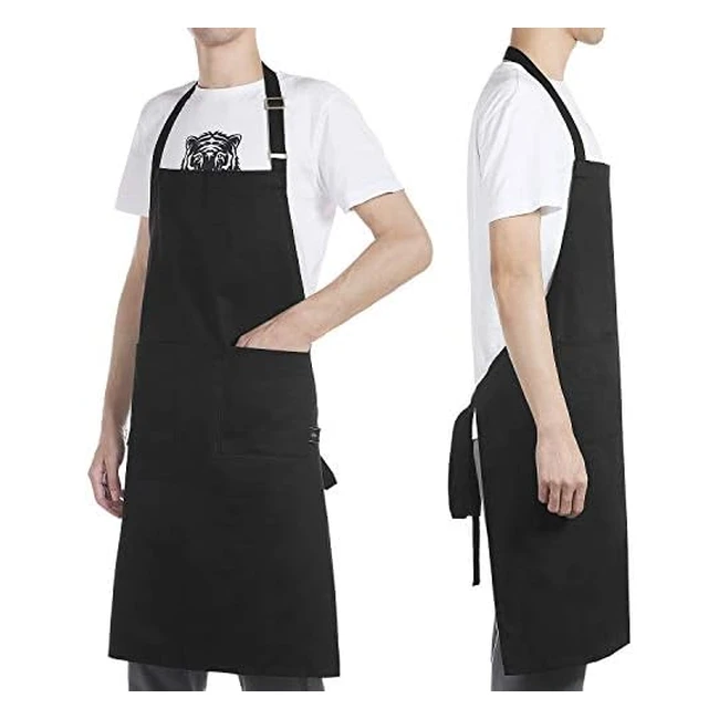 Grembiule da cucina Bonthee in cotone resistente con tasche anteriori e chiusura