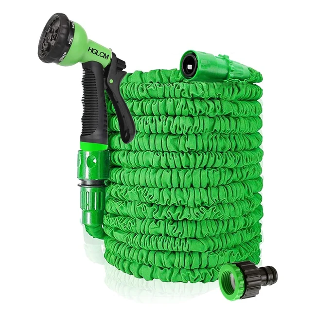 25ft Expanding Garden Water Hose Pipe with 8 Function Spray Gun - Lightweight & Flexible - Easy Storage