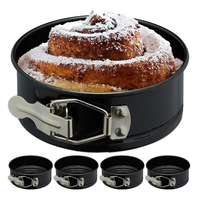 Moule à charnière Relaxdays, set de 5, antiadhésif, résiste à la chaleur jusqu'à 250°C, noir