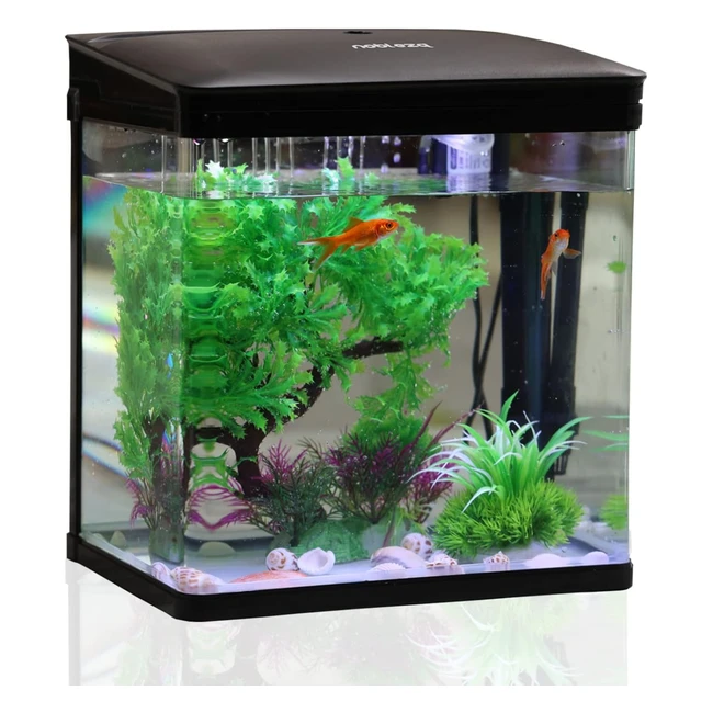 Acuario Nobleza 7L - Pecera de Cristal con Filtro Integrado y Iluminación LED - Negro