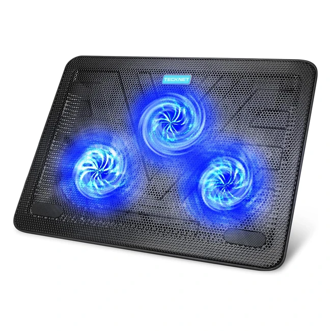 Tecknet Laptop Cooling Pad - Adjustable Height, Ultra Quiet Fans, Ergonomic Comfort - Fits 12-17 Laptops