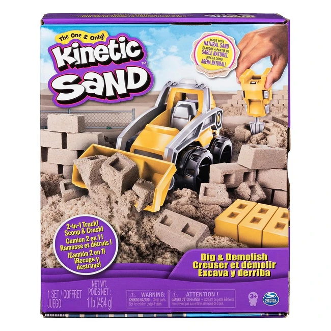 Kinetic Sand Dig Demolish Truck Playset  453g  Kids 3  2-in-1 Construction 
