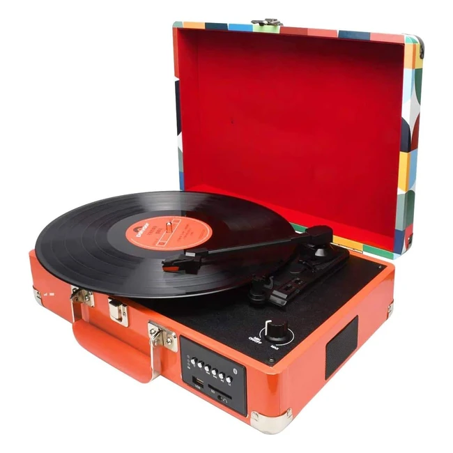 Retro Record Player Bluetooth Briefcase with Speakers - Vinyl to MP3 Recording -