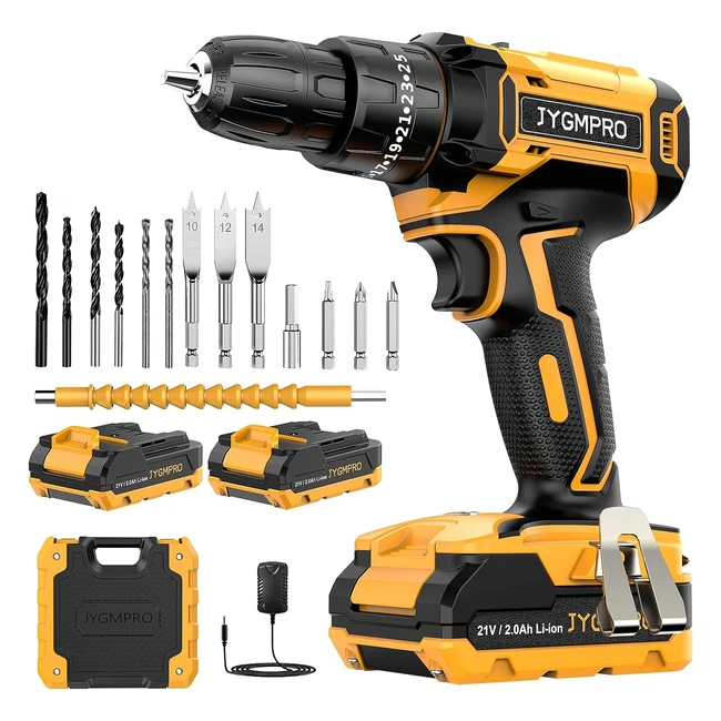Taladro Percutor a Batería JYGMPro 21V - 2x20Ah Baterías - 42Nm - 14 Accesorios - Luz LED