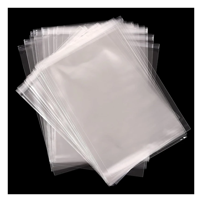 Clear Self-Adhesive Bags 100 Pack 8x10 Inches - Food Safe Cello Bags for Cookies, Cards, Envelopes - #1 Rated