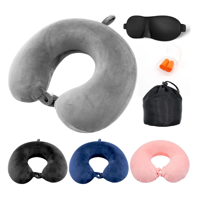 JMBabe Travel Pillow - Memory Foam Neck Pillow Support - Luxury Compact  Lightw