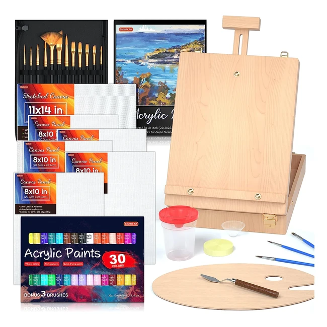 Coffret Peinture Acrylique Shuttle Art 59 pièces - Kit Complet pour Enfants et Adultes