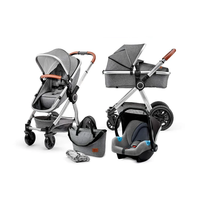 Kinderkraft VEO Kombikinderwagen 3in1, Sportwagen, mit Federung, große Räder, Luftreifen