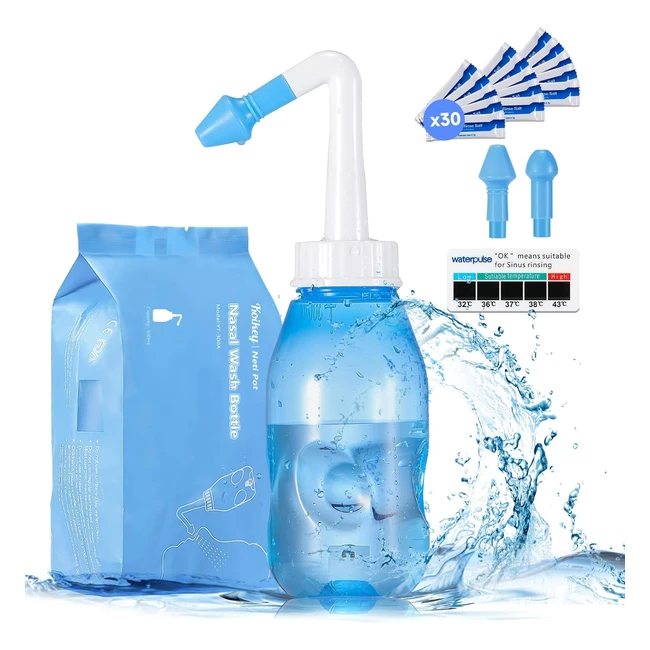 Koikey Neti Pot Sinus Rinse Nasal Wash 300ml - Clear Sinuses, Breathe Easier - BPA Free