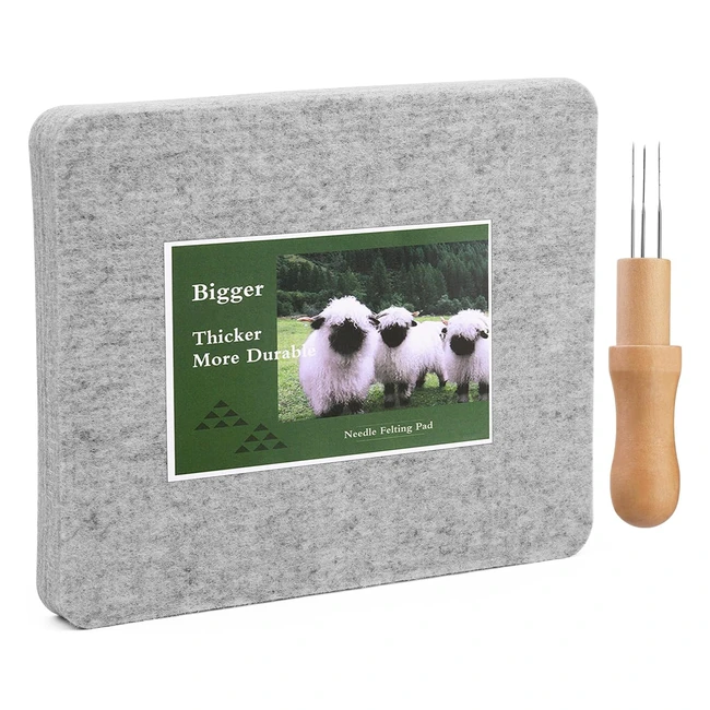 Buokkon Needle Felting Pad - Natural Wool - 8x10 inch - With 3 Needles - Felting