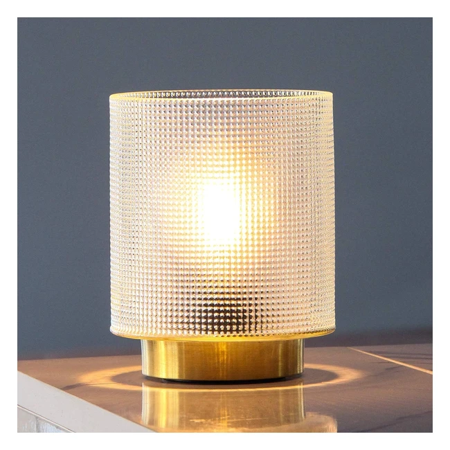 MJ Premier Battery Operated Table Lamps - Cordfree, Portable, Glass Lamp for Living Room, Bedroom, Hallway - Clear