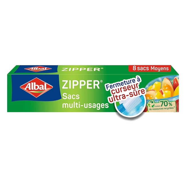 Albal 8 Bolsas Multiusos Zipper Hermtica - Juego de 4 Cajas 3L